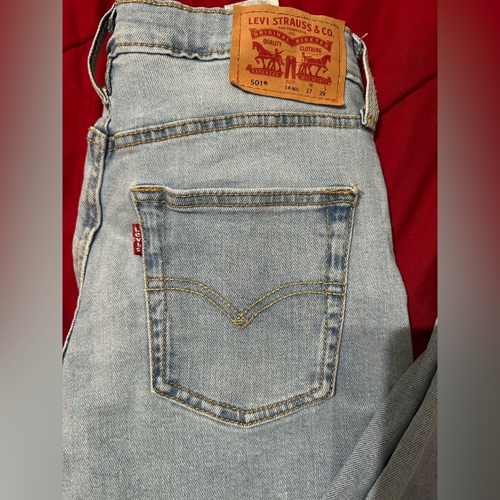 Levi's 501 Light Blue Denim Jeans Boys 27”X 29” VGUC